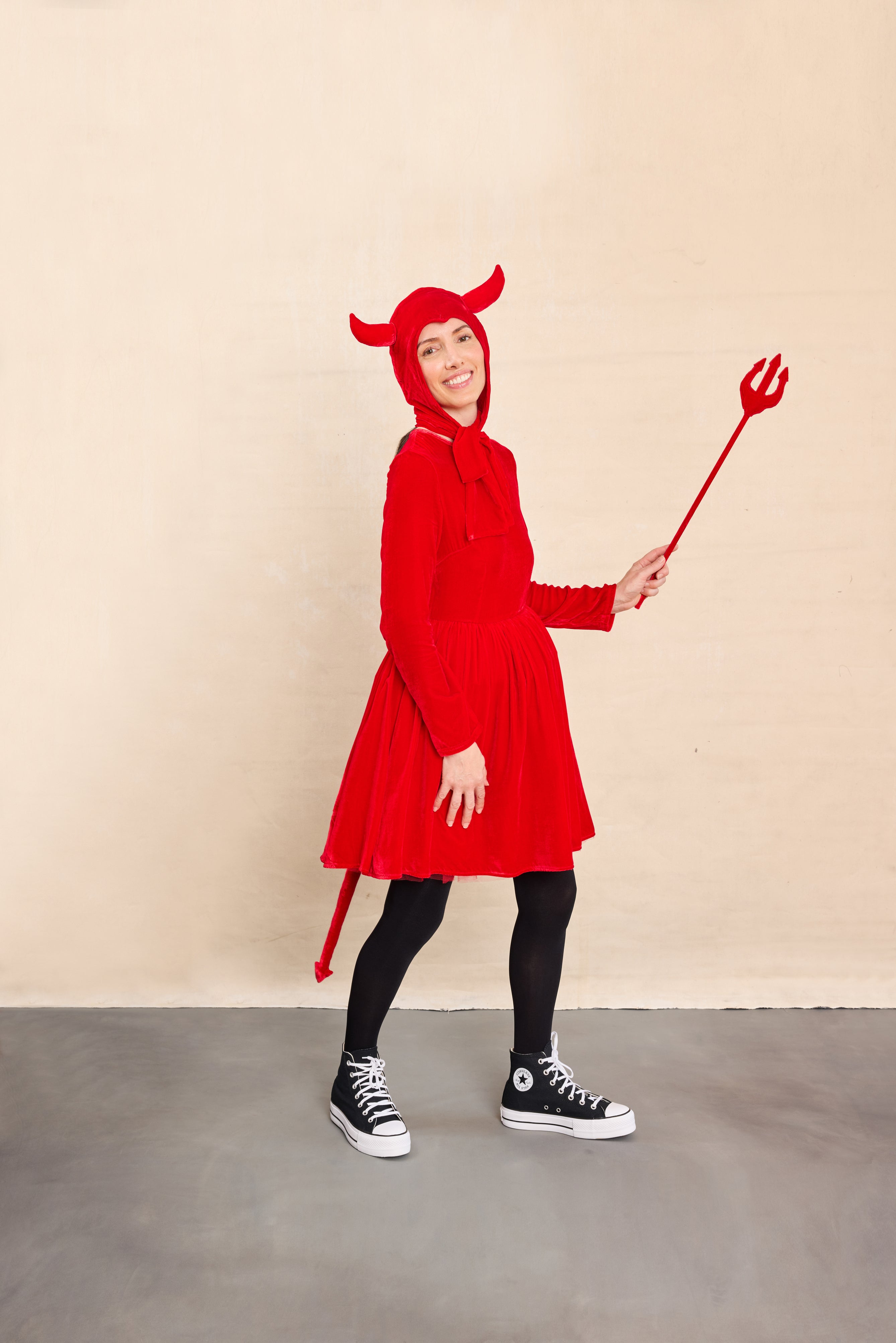 Adult Vintage Devil Velour Bonnet & Tail - Chasing Fireflies