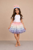Rainbow Tulle Birthday Skirt & Crown Set for Girls