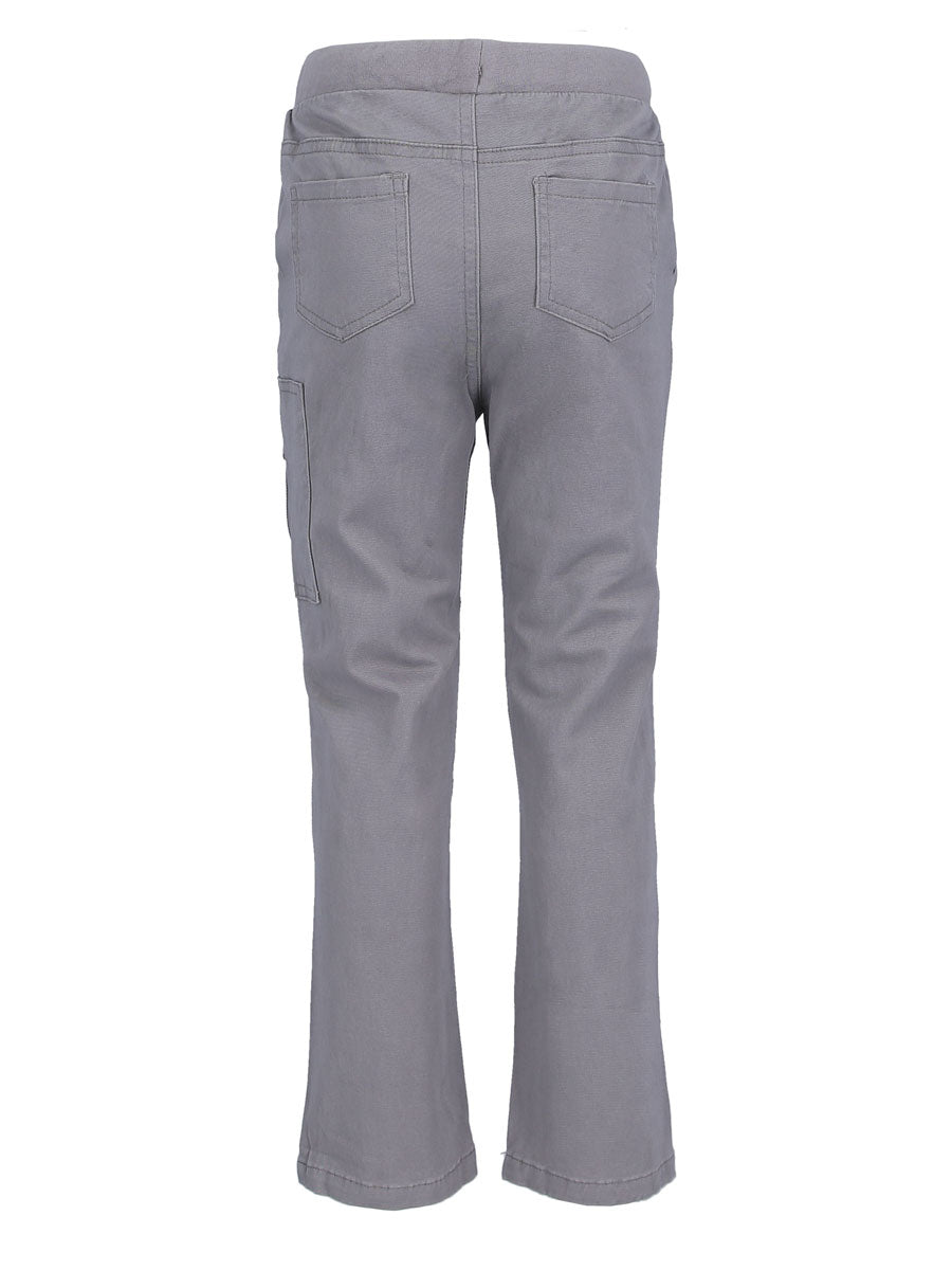 Boys Grey Twill Pants with Dart Zipper