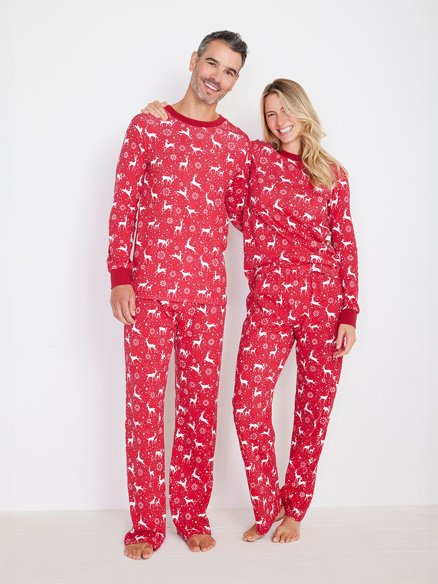 Adults Holiday Red Deer Pajamas