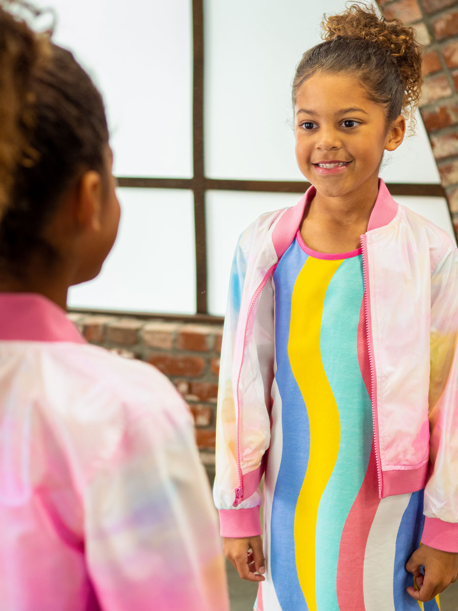 Girls Colorful Bomber Jacket