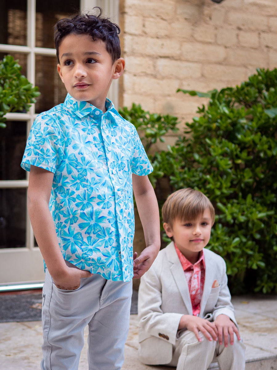 Day Party Shirt - Aqua Bloom