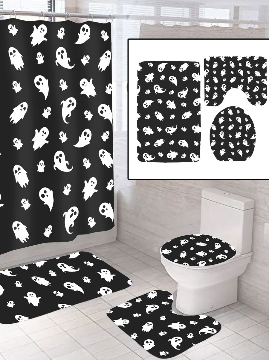 Ghost 4 piece Halloween Decor Set for Bathroom