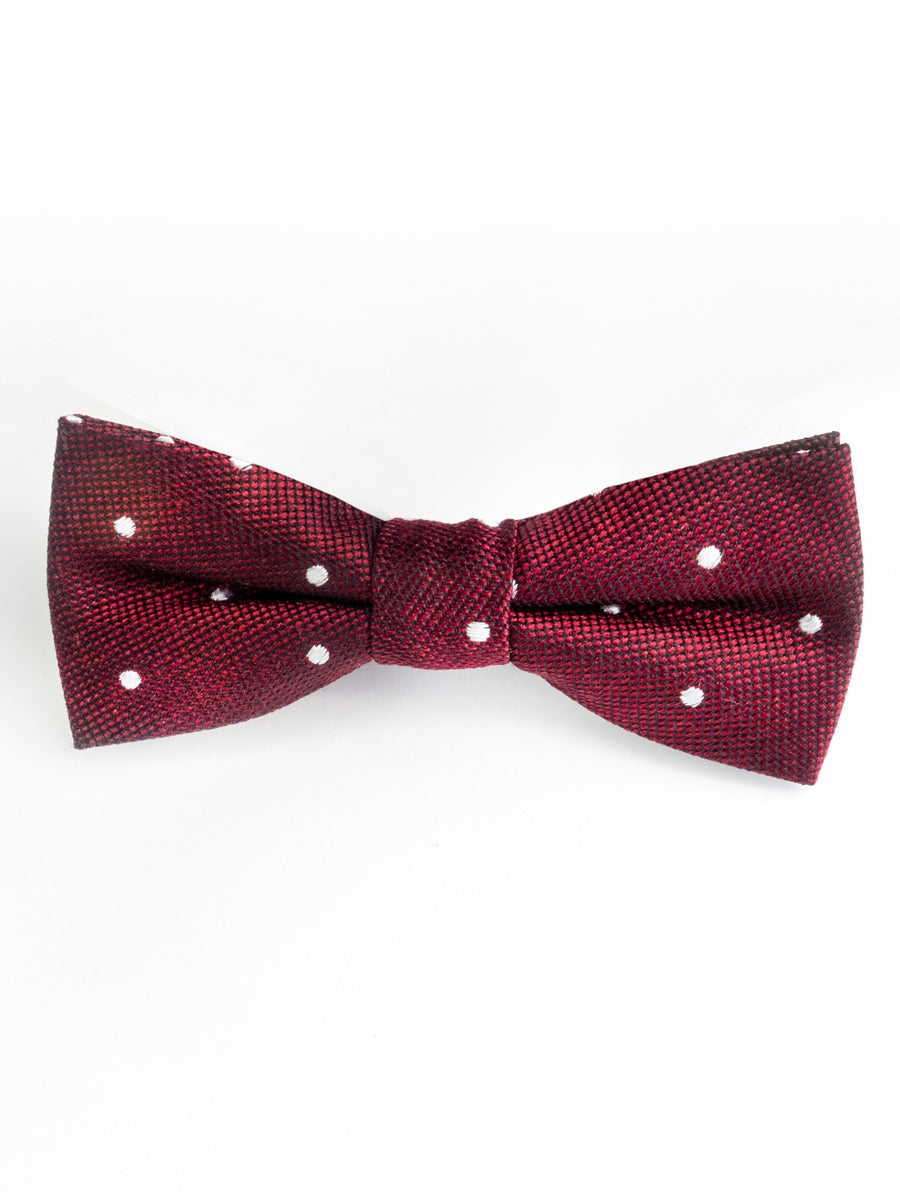 Burgundy Dots Bow Tie