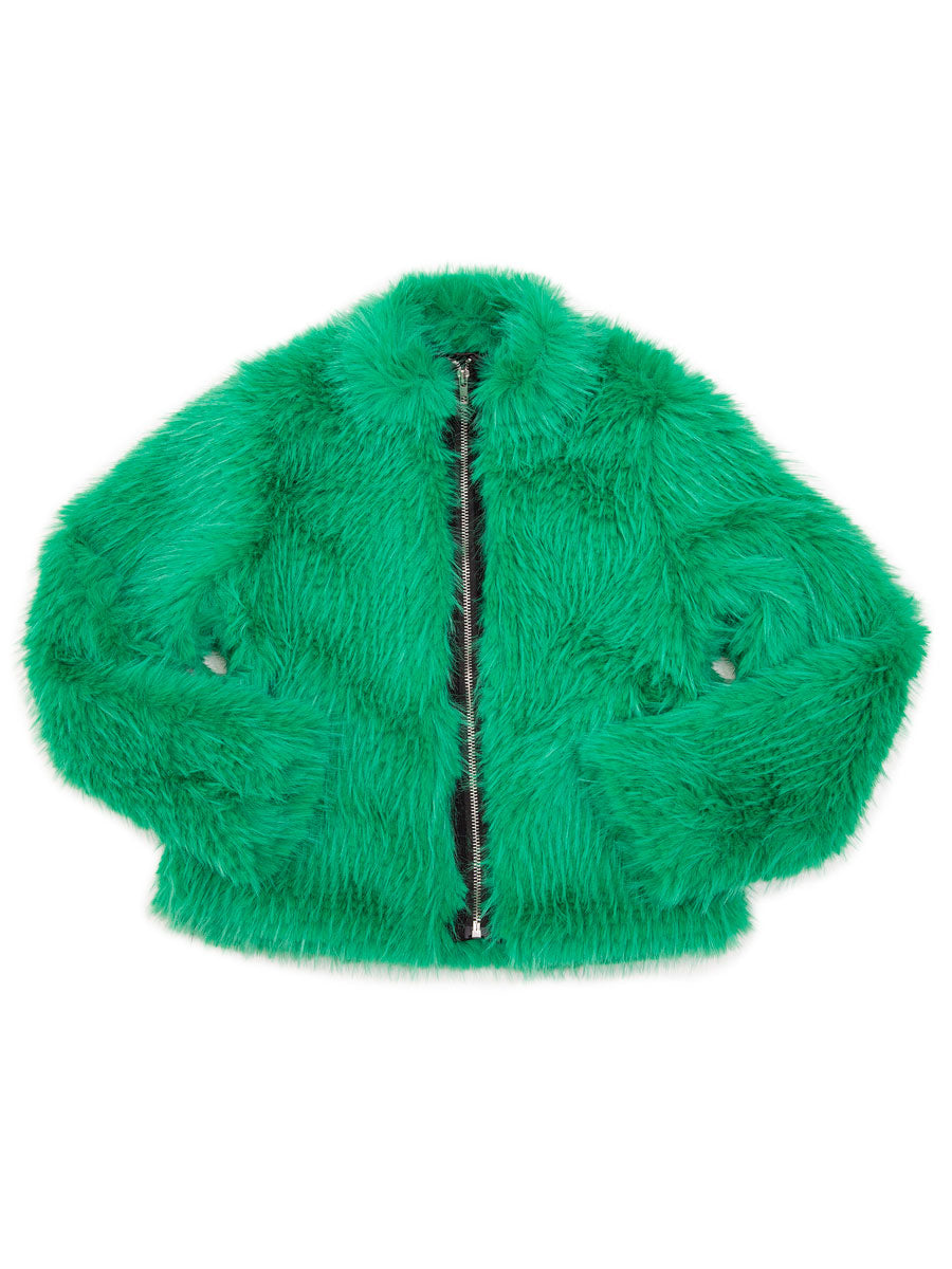 Green Lux Faux Fur Jacket