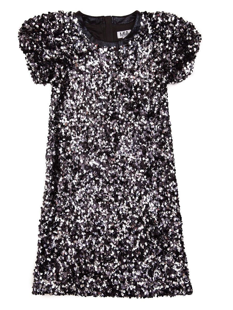 Black and Silver Sequin Dress