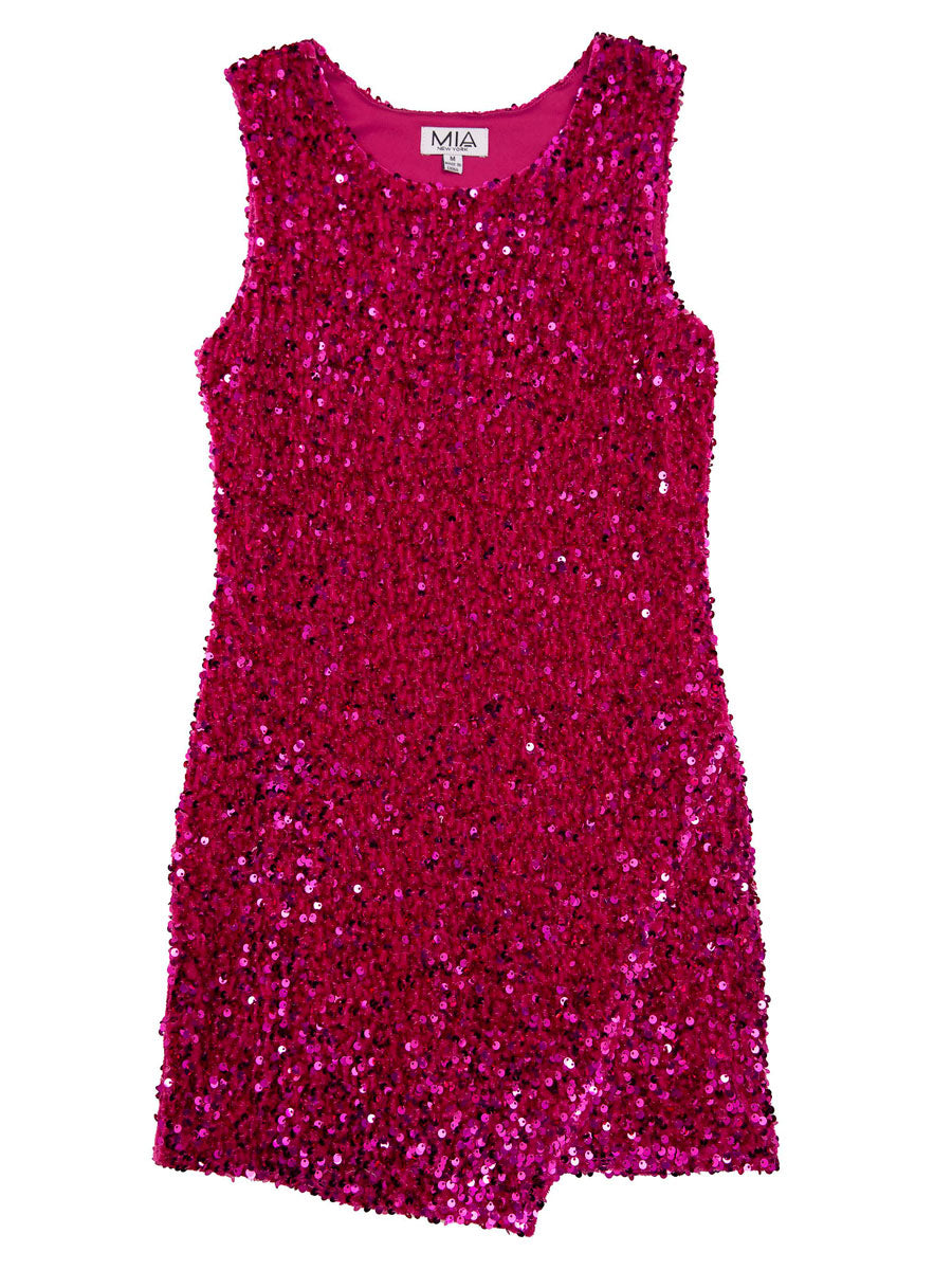 Berry Sequin Asymmetrical Dress