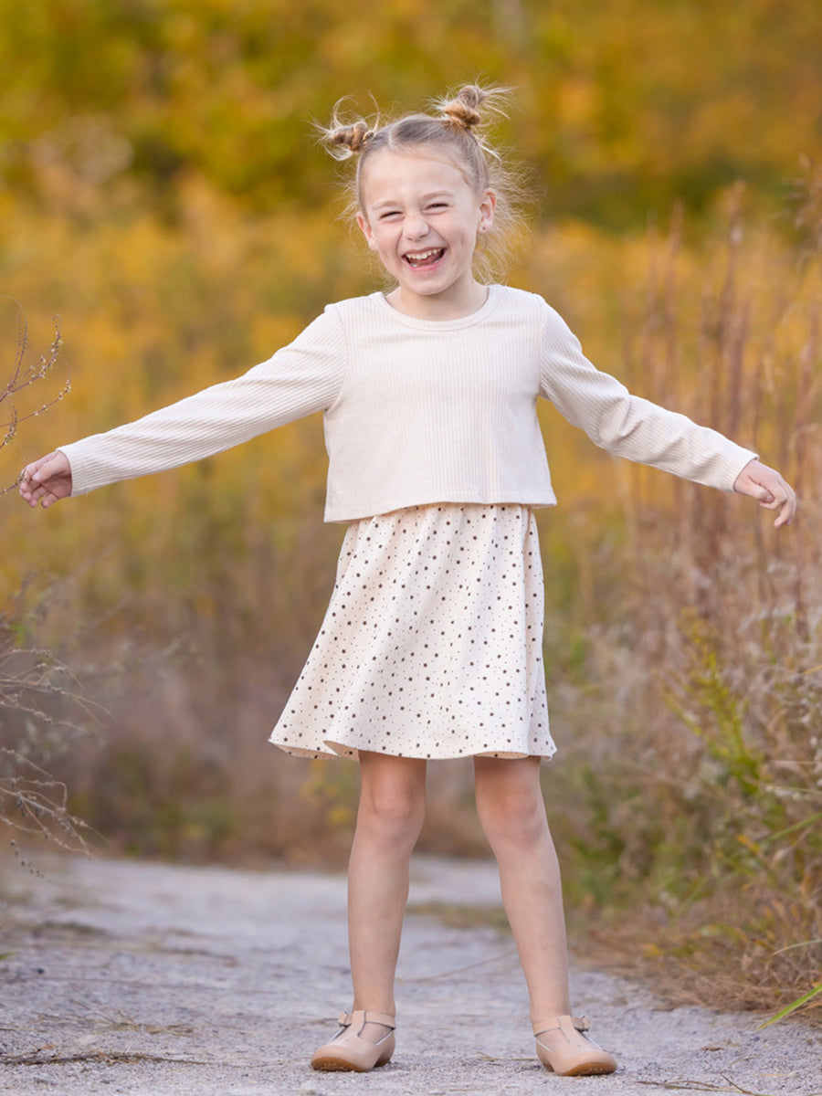 Starry Night Rib & Textured Cream Knit Dress