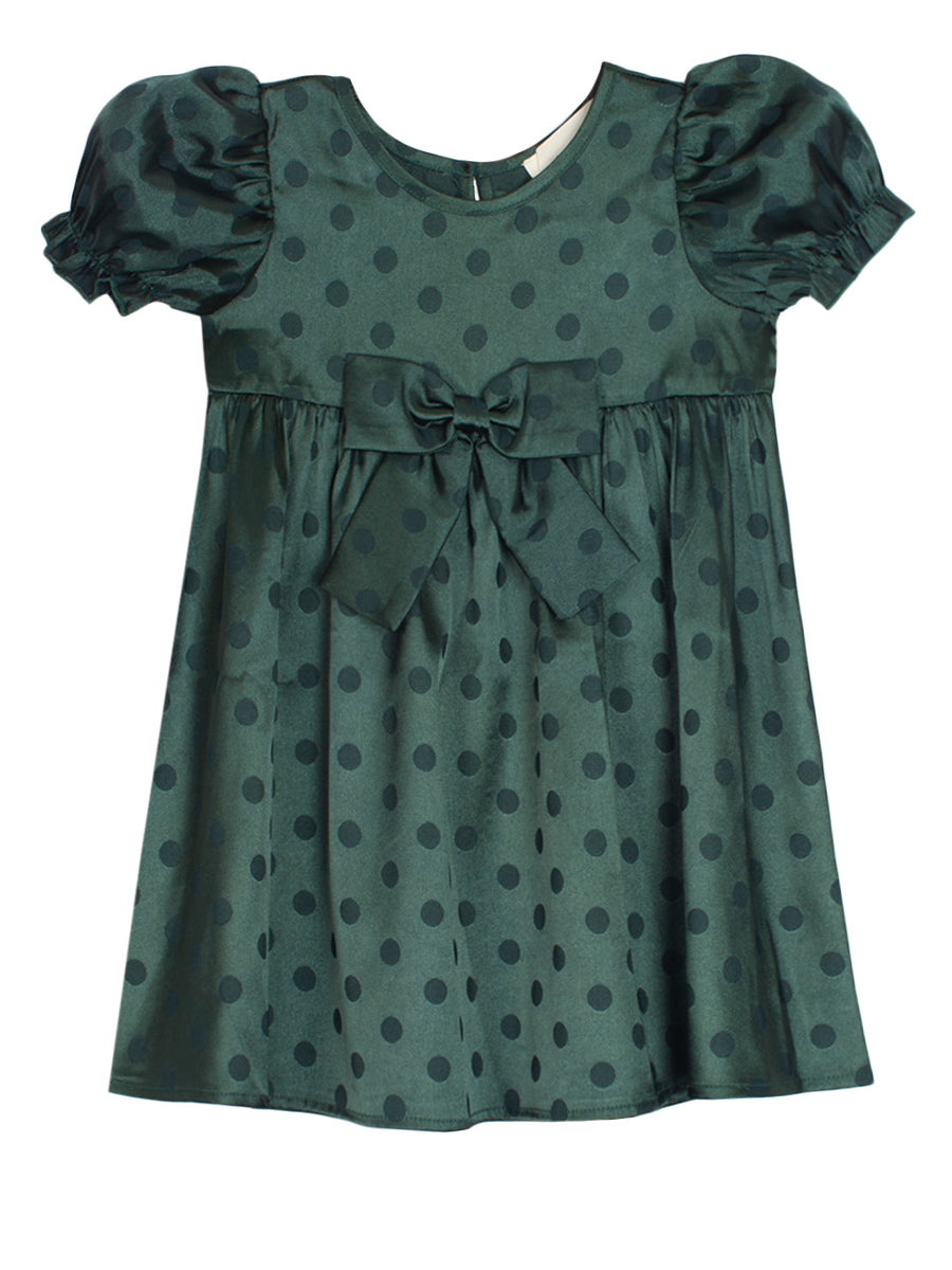 Holiday Green Sage Short Sleeve Charmeuse Dress