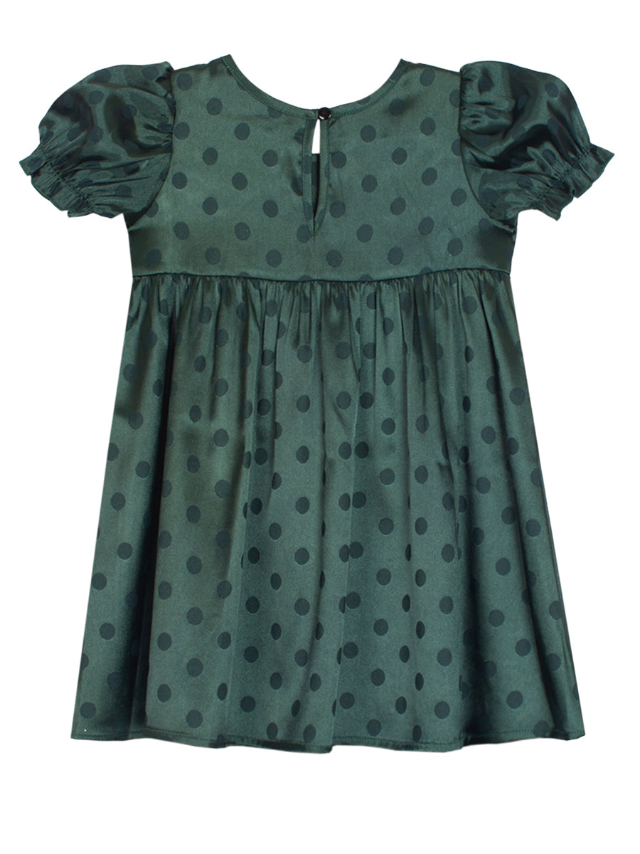 Holiday Green Sage Short Sleeve Charmeuse Dress