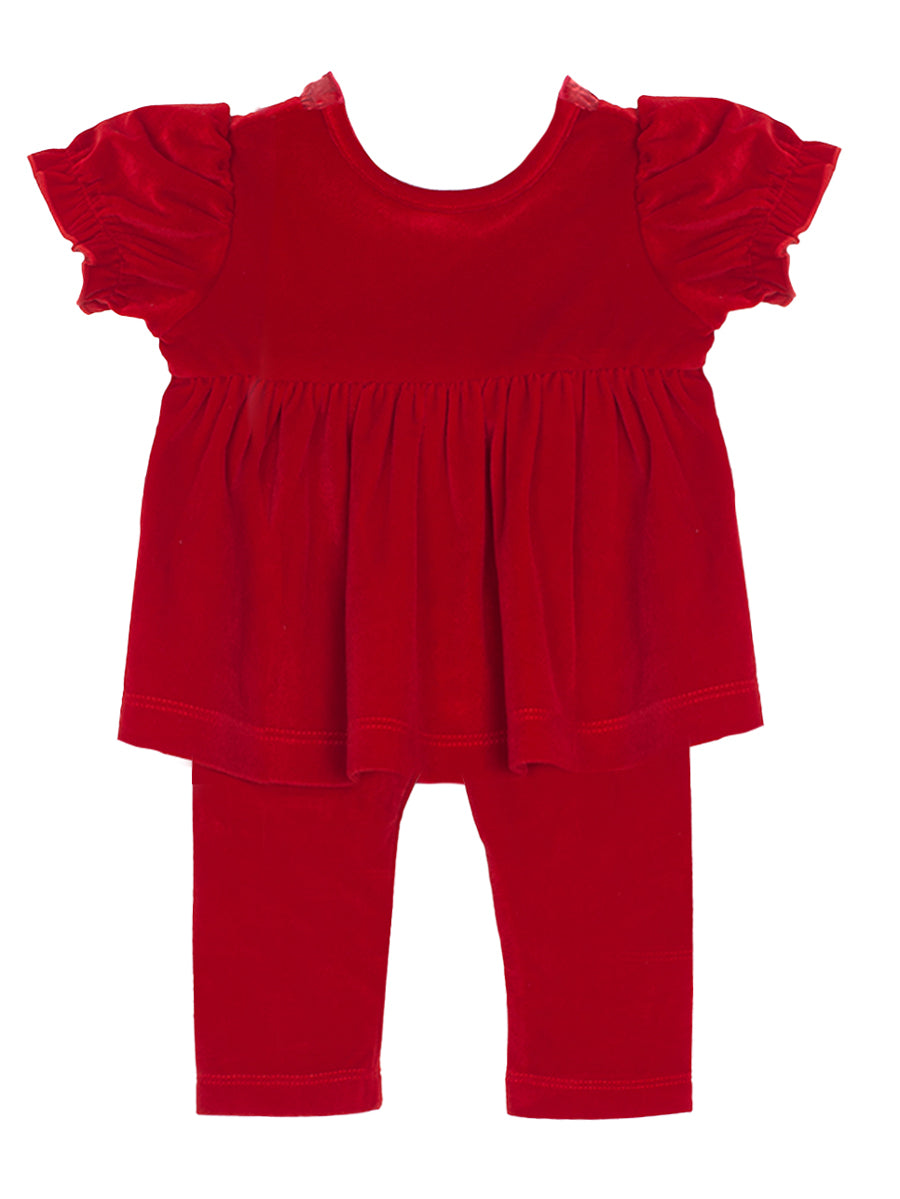 Noella Red Velvet Organza 2-Piece Set