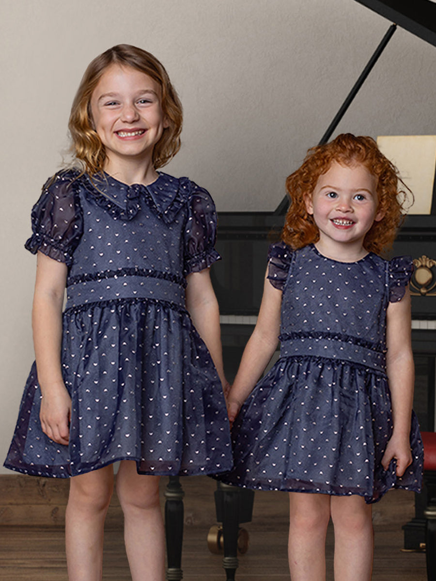 Majesty Blue Organza & Sparkling Knit Dress