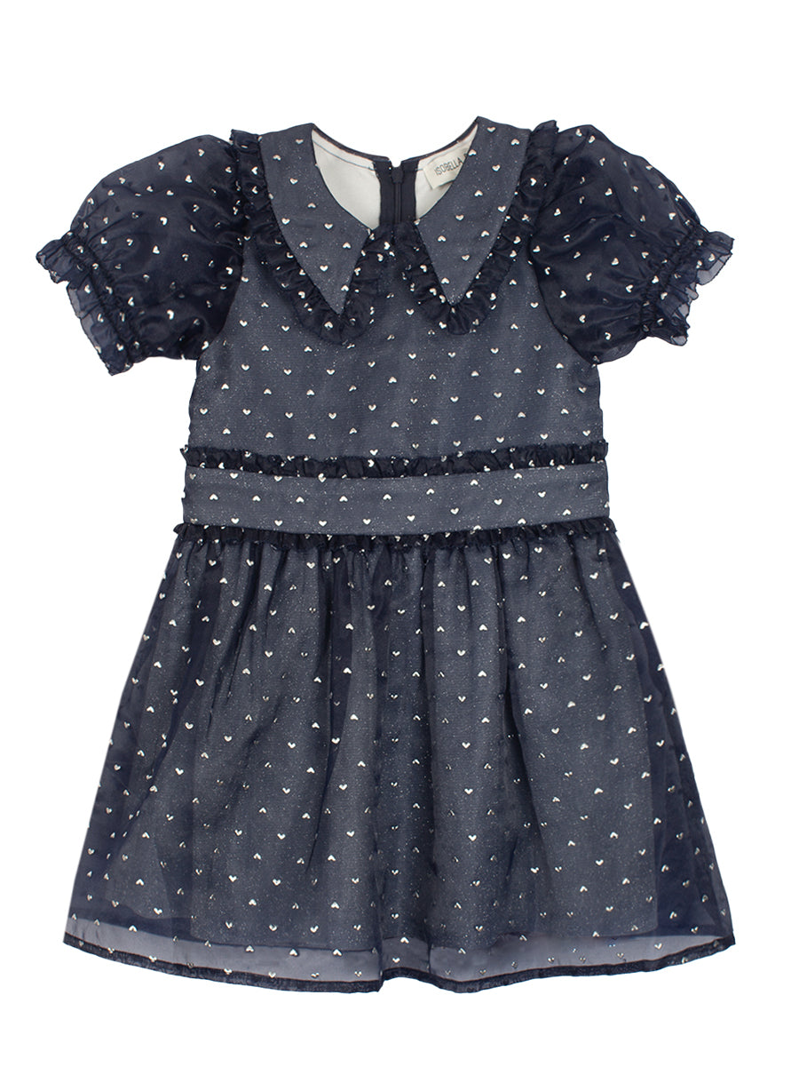 Majesty Blue Organza & Sparkling Knit Dress