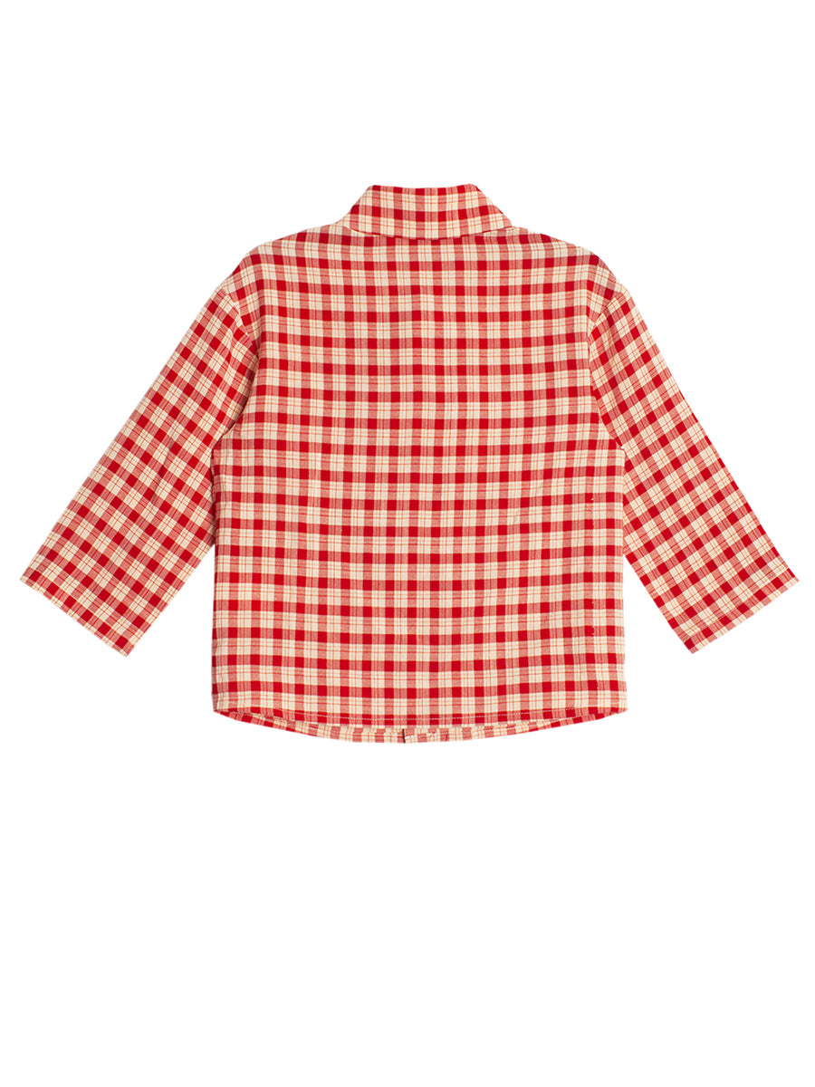 The Brothers Woven Red Plaid Long Sleeve Top