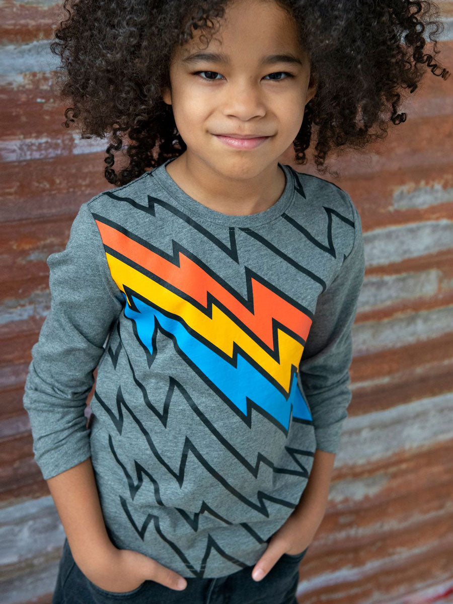 Boys Electrifying Graphic Grey Long Sleeve Tee