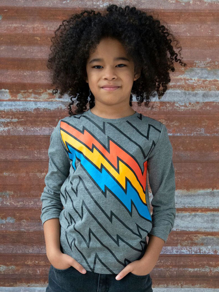 Boys Electrifying Graphic Grey Long Sleeve Tee