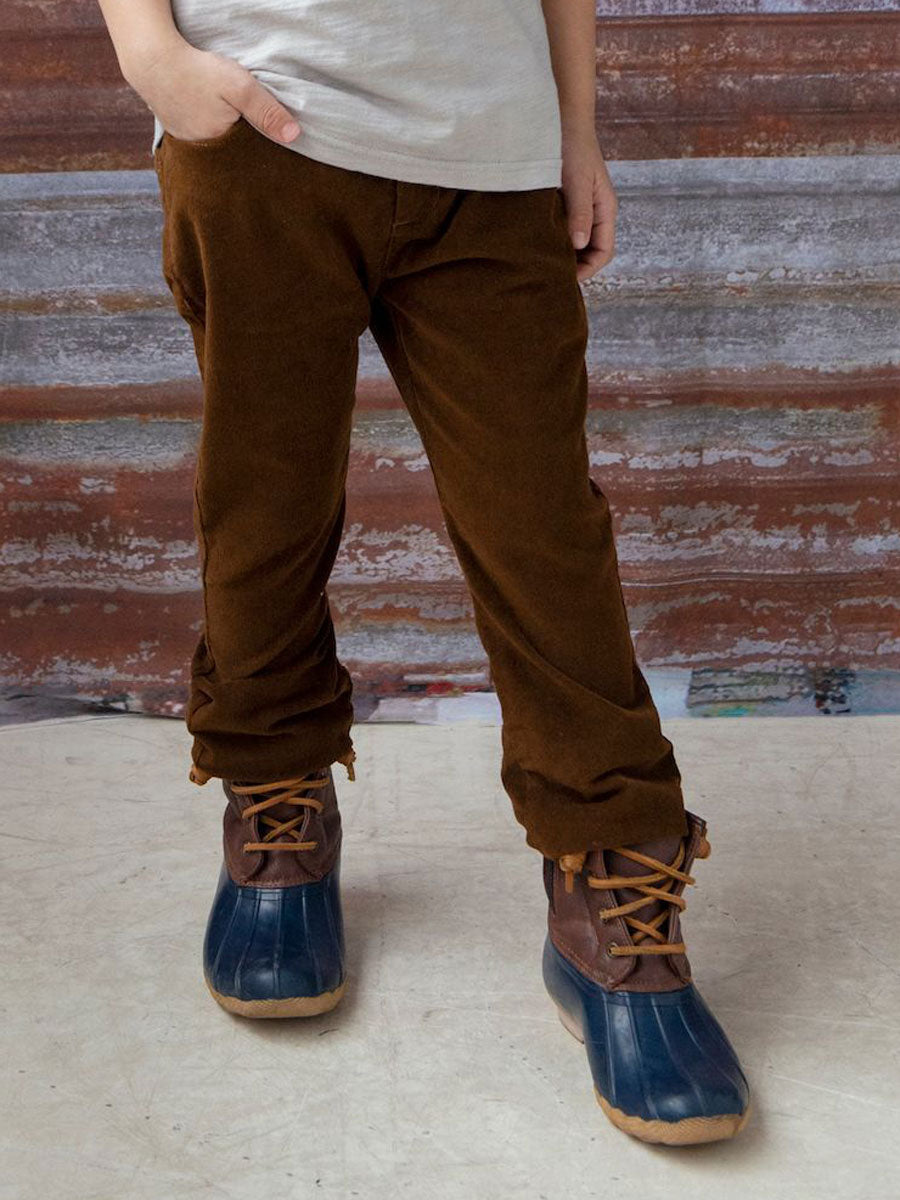 Boys Brown Skinny Cord Pants