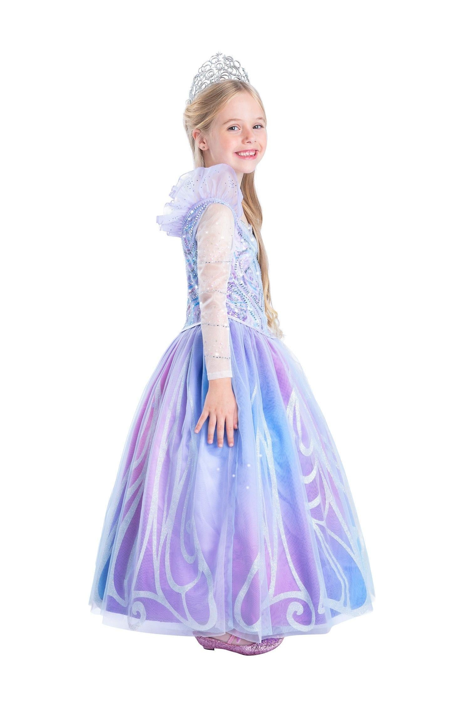 Little Girl Wearing Wicked for Good Blue Glinda Costume Dress for Kids - Girls Dress up by Chasing Fireflies