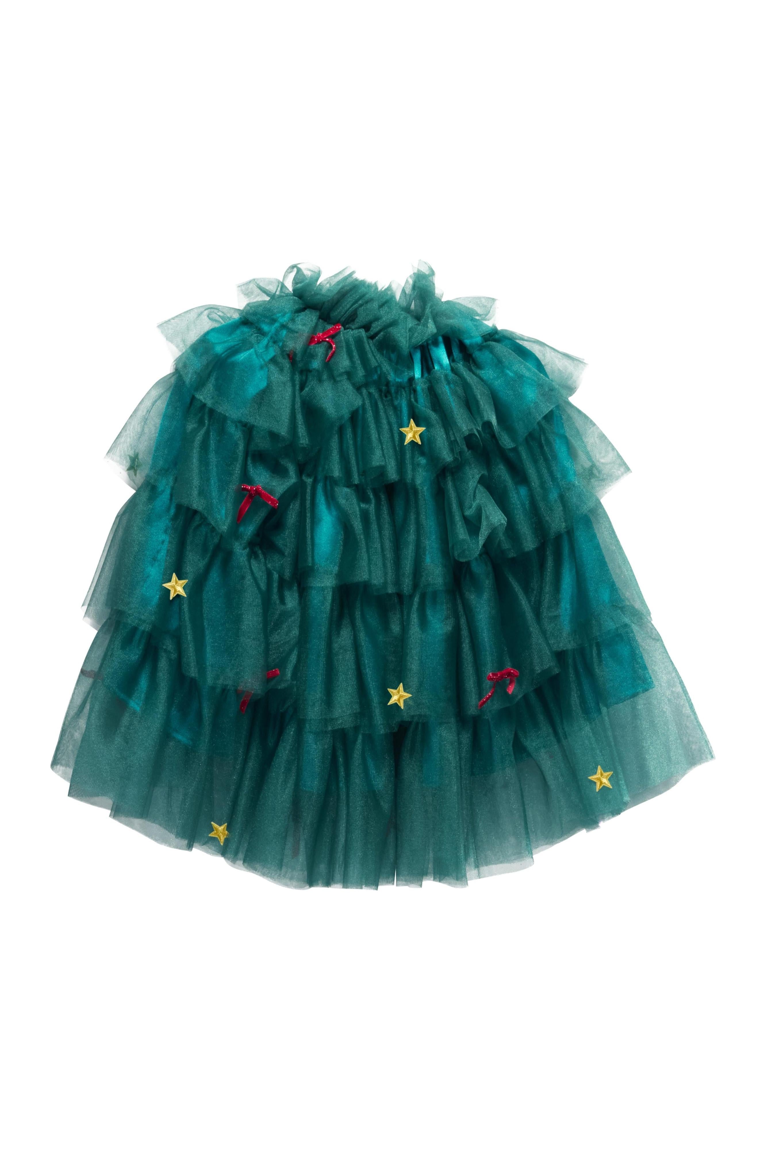 Green Tulle Holiday Christmas Tree Cape for Kids