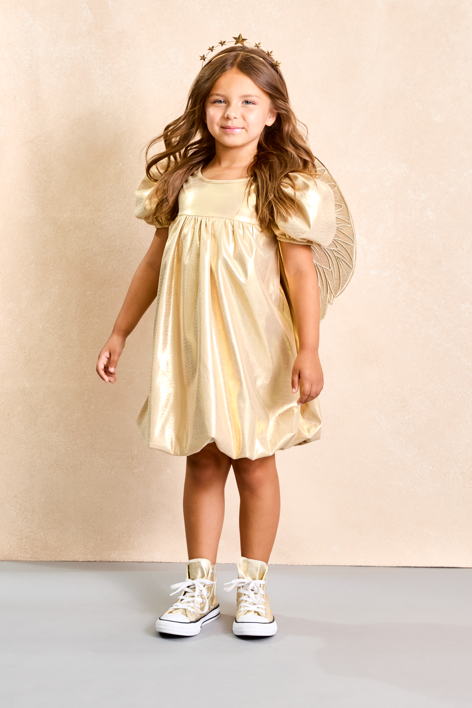 Gold Holiday Vintage Angel Dress and Wings Set