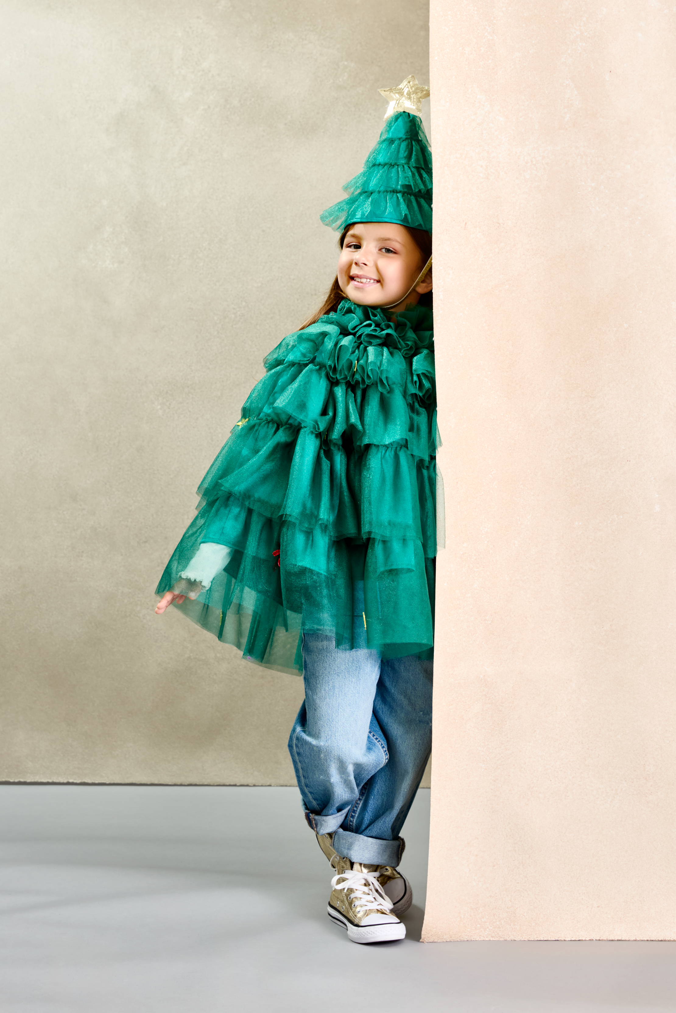 Green Tulle Holiday Christmas Tree Cape for Kids