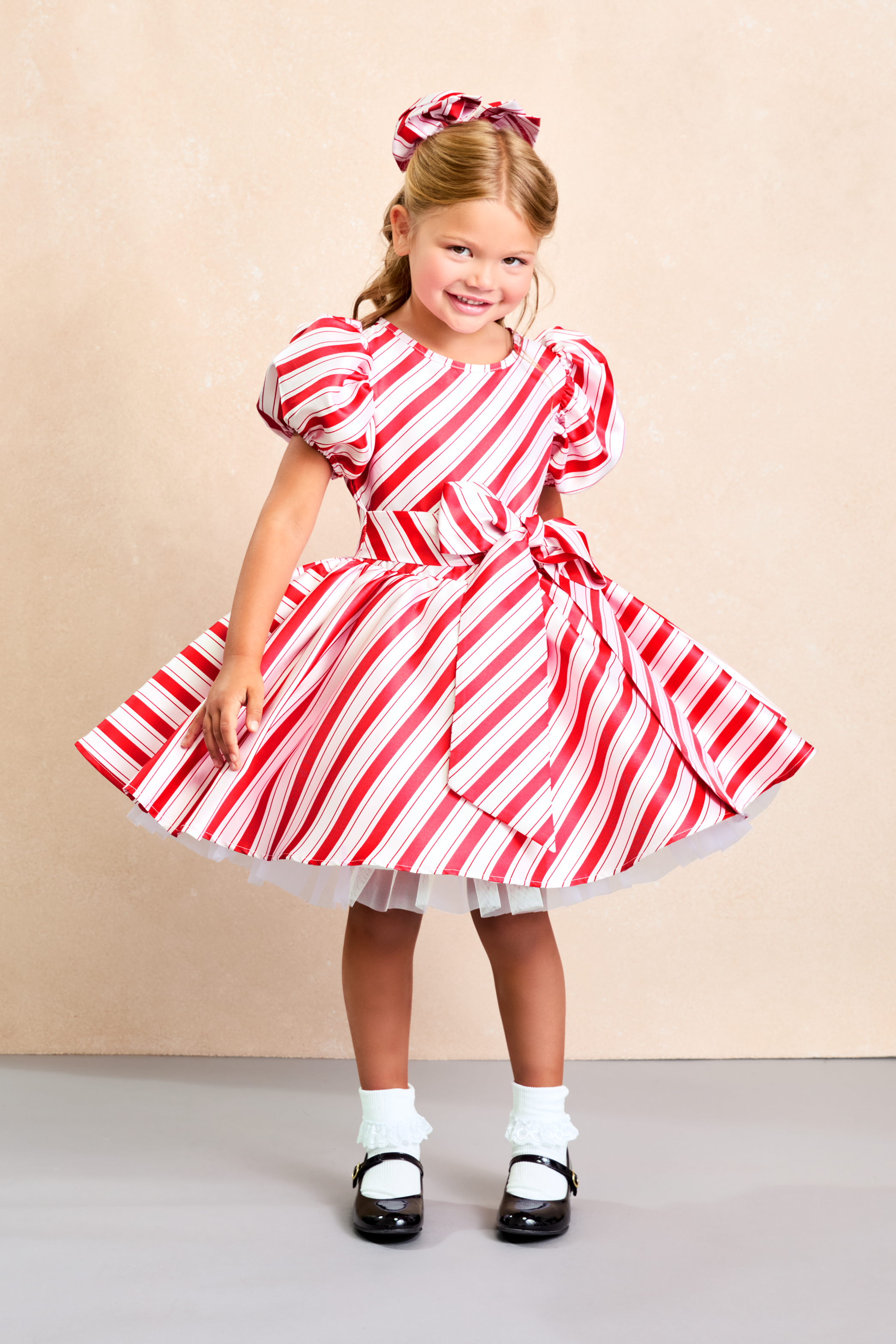 Holiday Candy Cane Dress and Hairbow Set