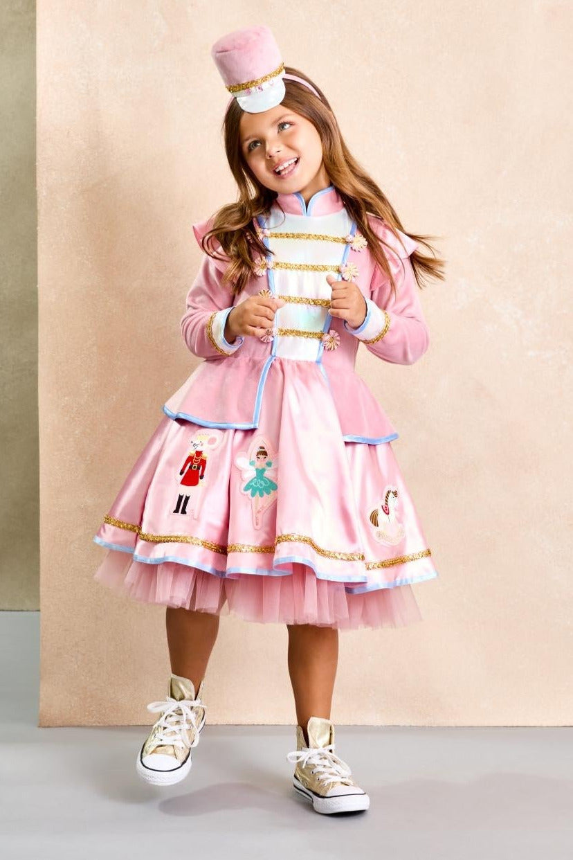 Pink Nutcracker Holiday Dress & Headband for Girls