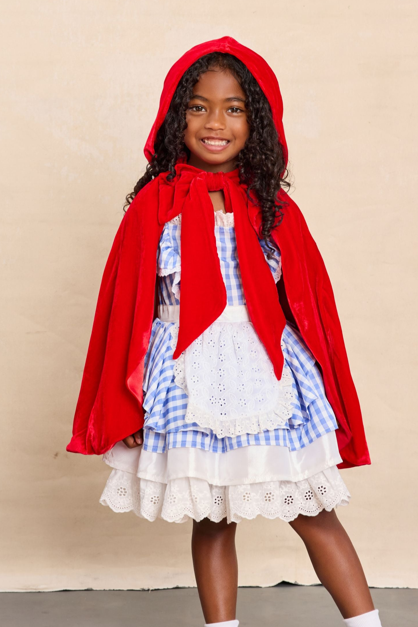 Red Riding Hood Dress with attached Apron For Girls