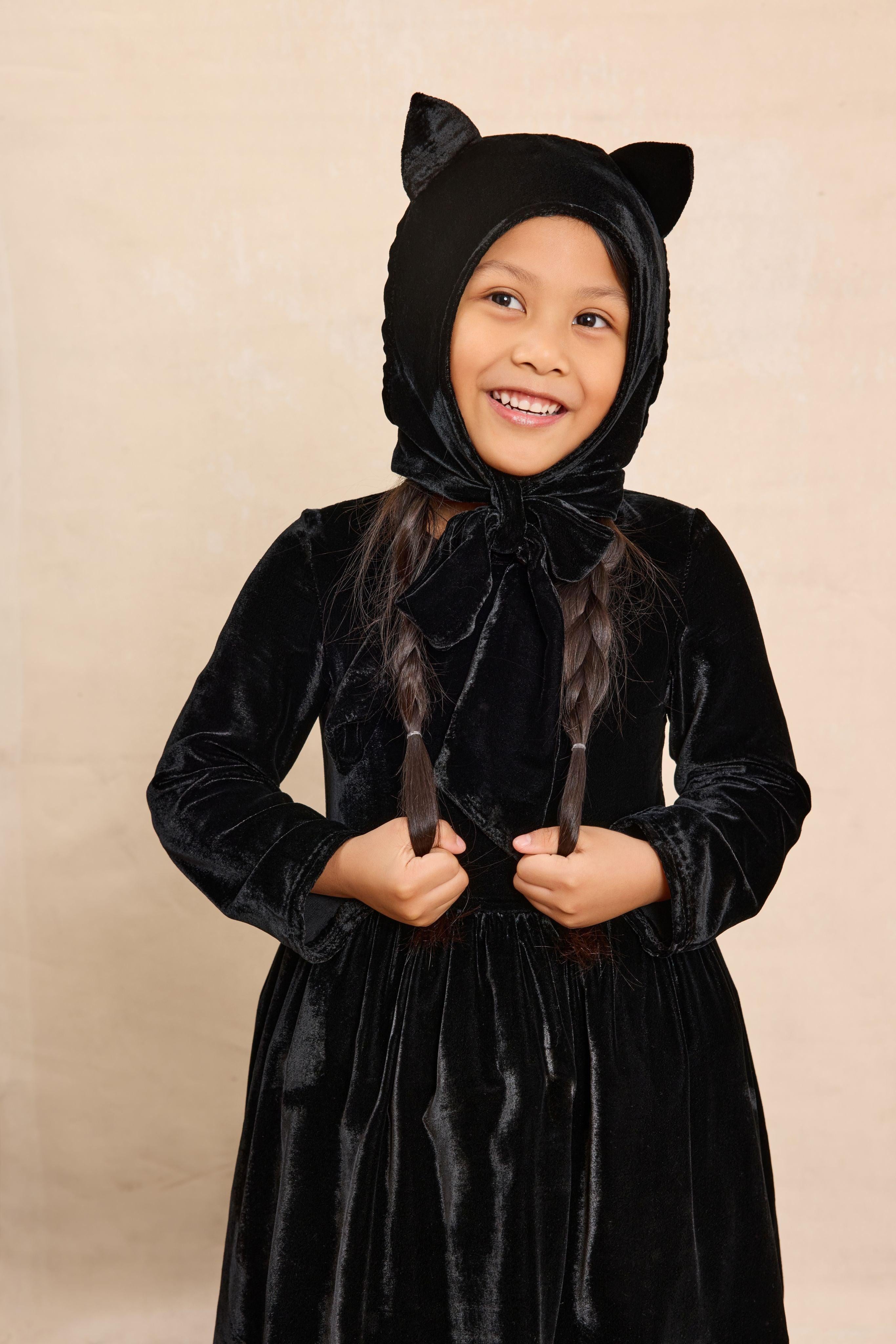 Vintage Cat Velour Bonnet & Tail For Girls - Chasing Fireflies