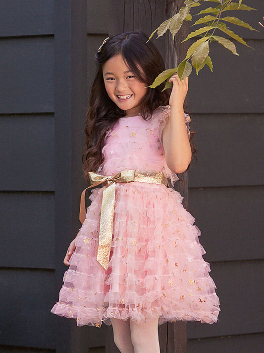 Blush Pink Ruffle Tulle Dress for Girls