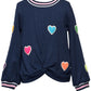Front Twist Heart Patch Top