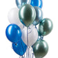 Metallic Blue & White Latex Balloons Pack of 12)