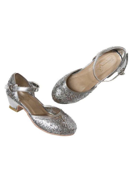 Silver Princess Glitter Heels for Girls