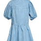 Chambray Blue Dress with Balloon Sleeves