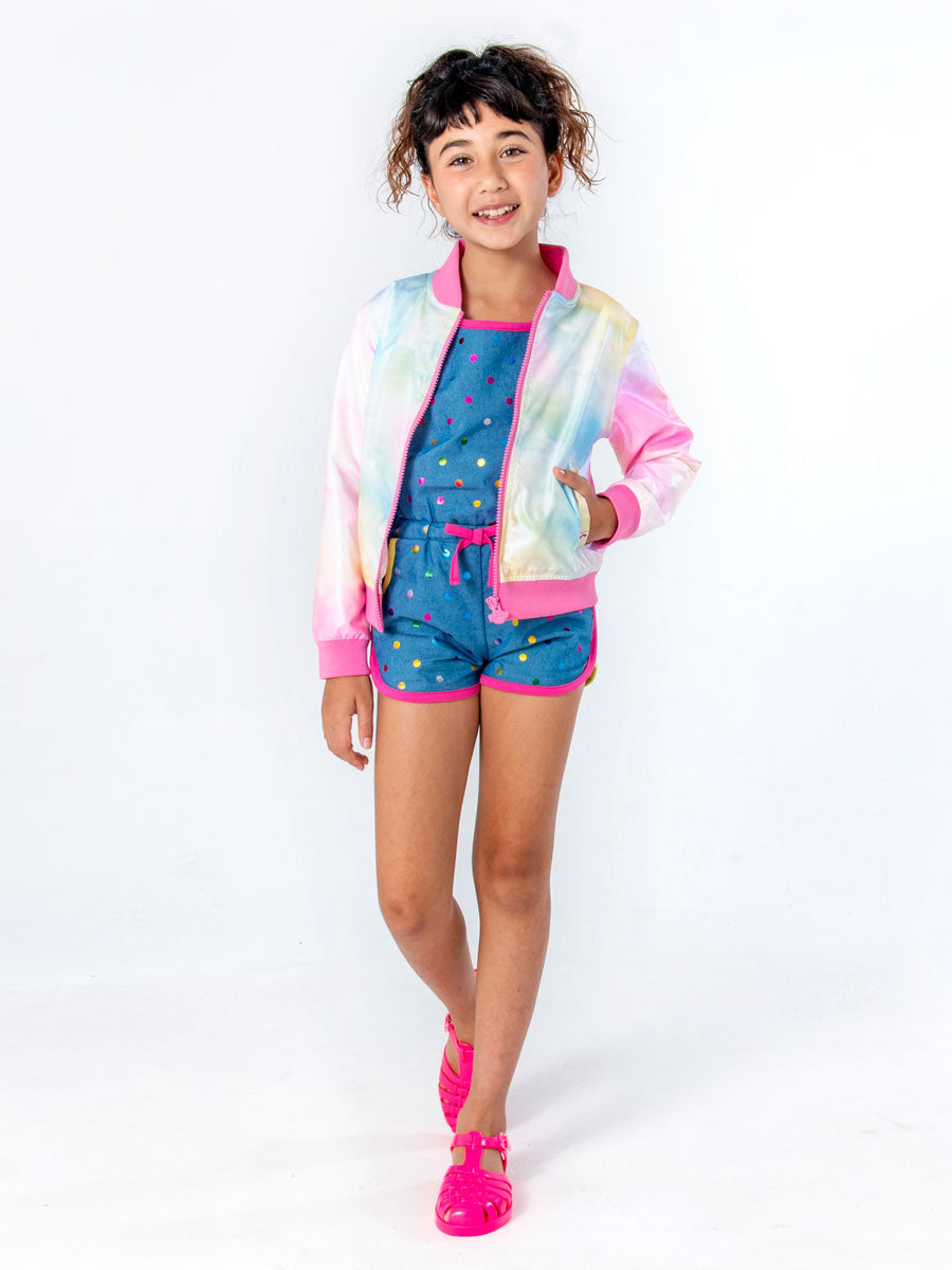 Girls Colorful Bomber Jacket