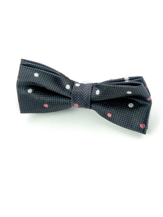 Bow Tie - Black and Silver Polka Dots