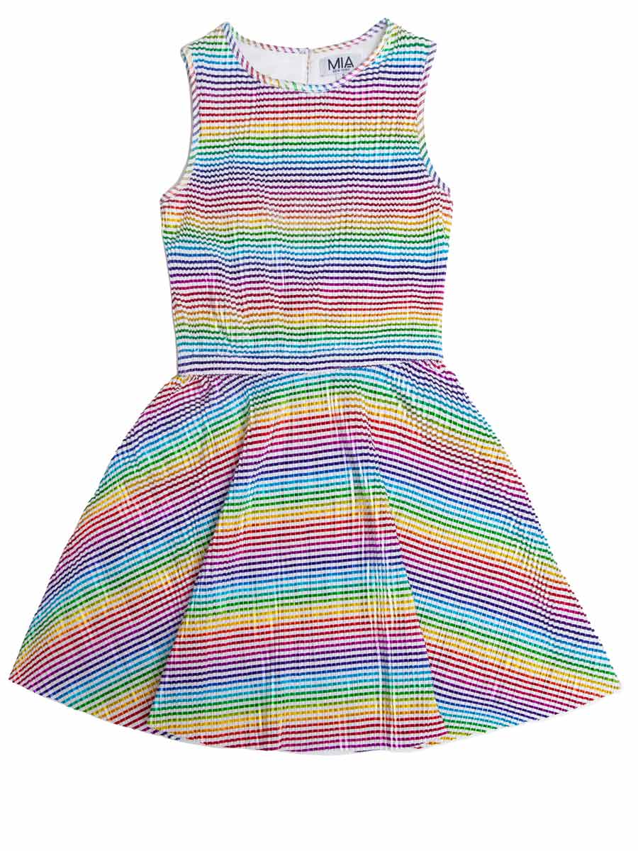 Rainbow Stripe Sleeveless Dress