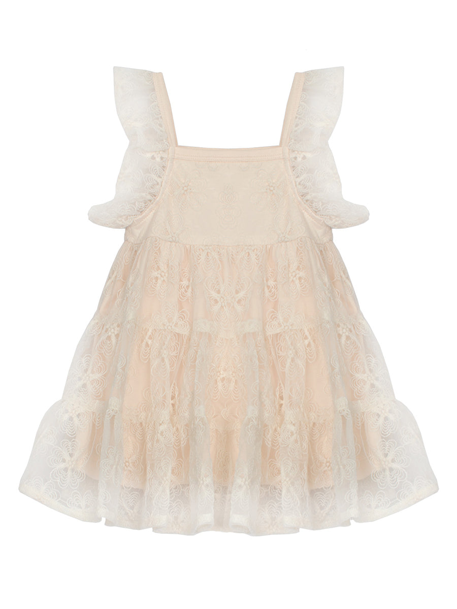 Toddler Vanilla Bean Embroidered Net Dress