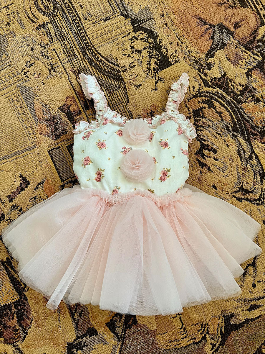 Lilibet White Floral Baby Onesie Dress