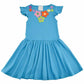 Spring Day Dress, Scuba-BlueGirls Scuba Blue Floral Spring Day Dress Alt 2