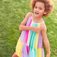 Rainbow Colorblock Kids Mesh Circle Dress Alt 1