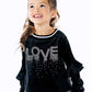 Love Rhinestone Black Sweatshirt for Girls