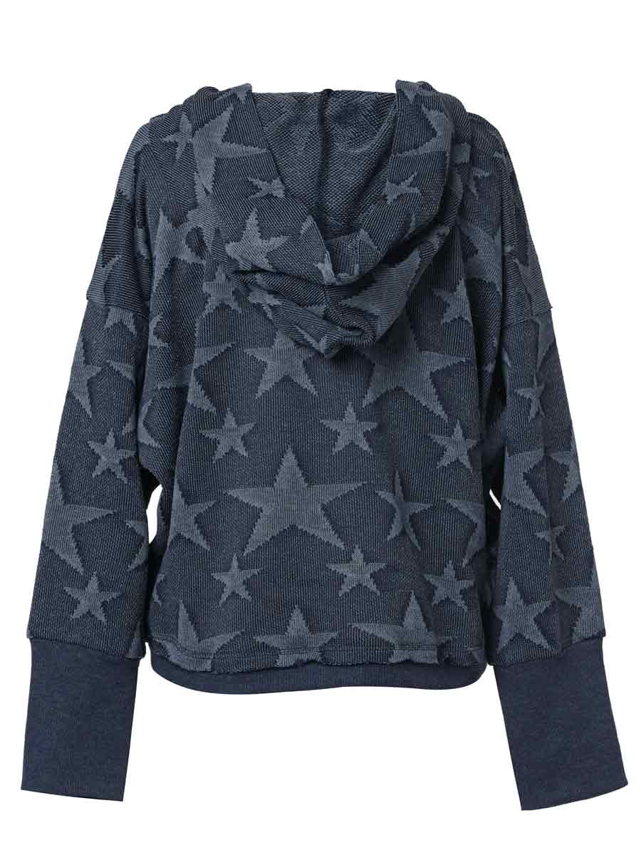 Girls Navy Stars Hoodie Sweatshirt