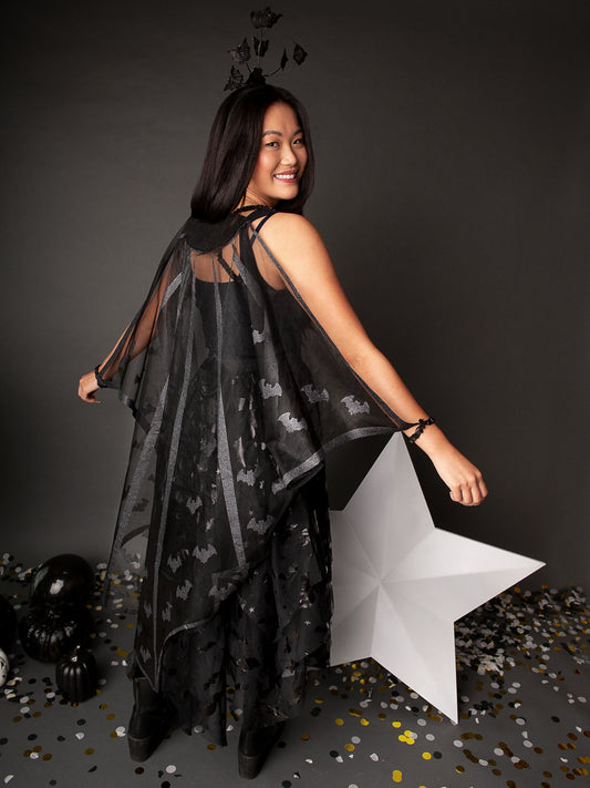 Black Bats Wing Cape for Adults