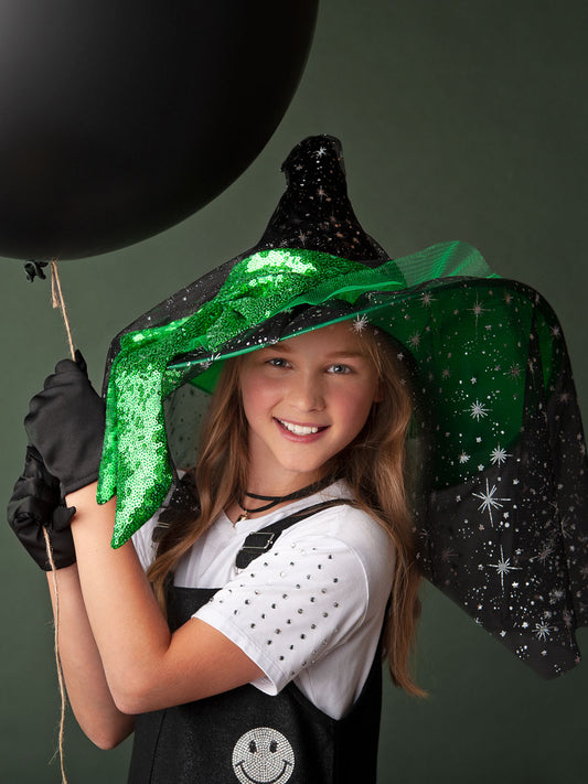 Wicked Witch Hat with Veil and Gloves Set for Girls
