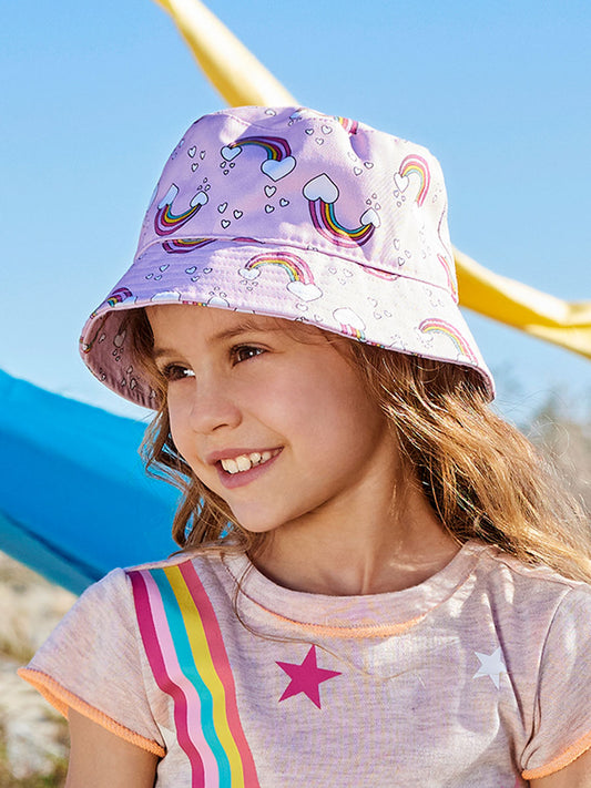 Girls Rainbow Pink Sun Hat