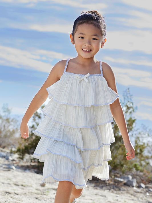 Ivory Tiered Summer Dress For Girls