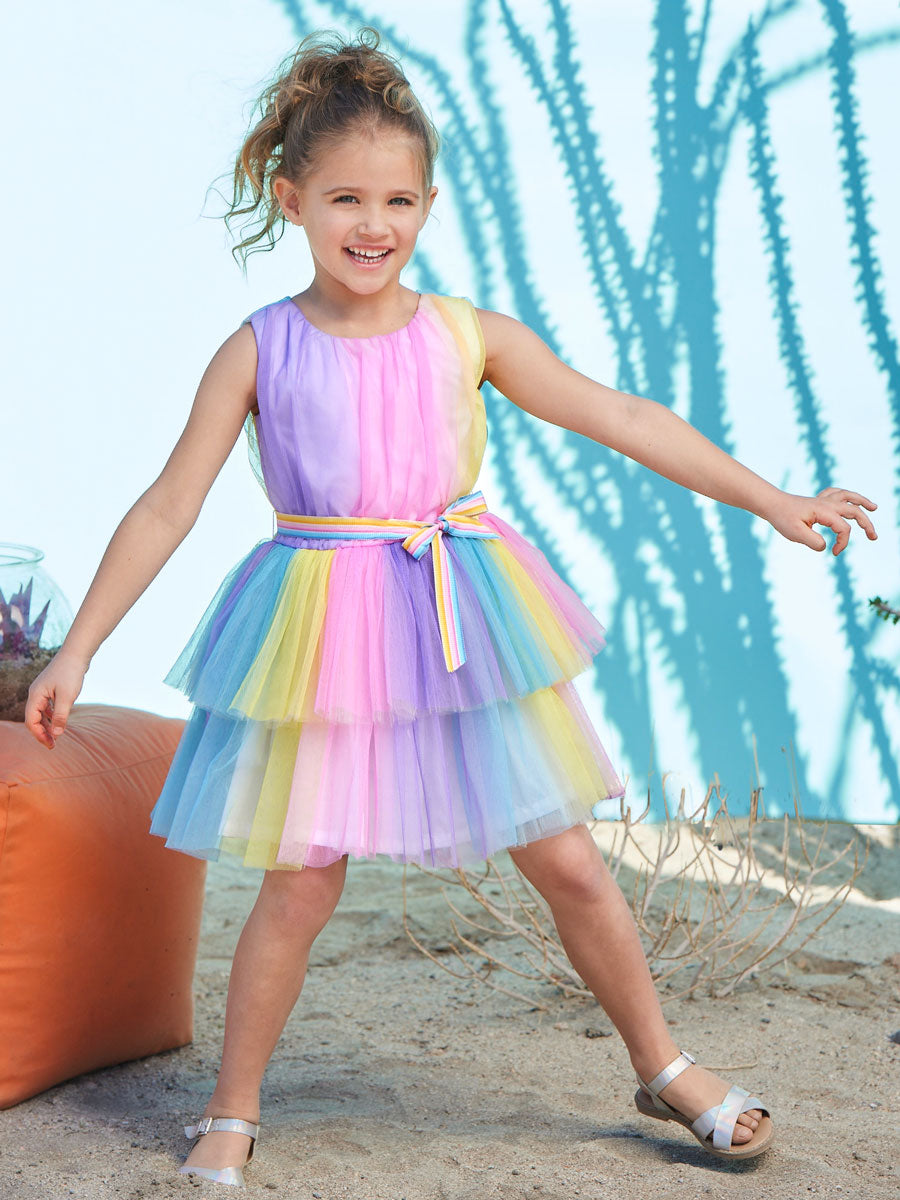Pastel Tulle Double Tier Dress for Girls