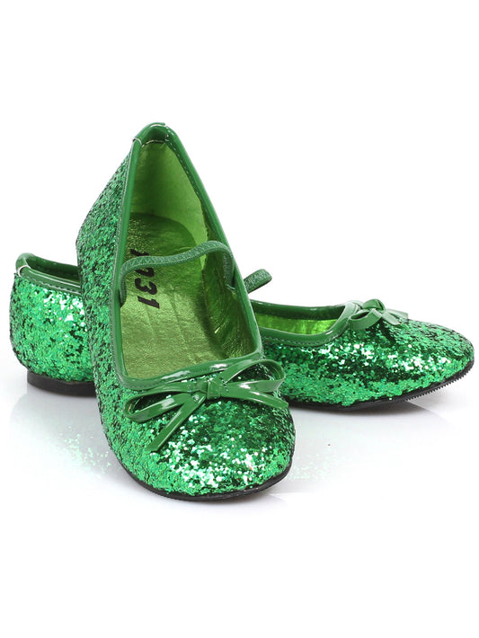 Green Glitter Ballet Slippers for Kids
