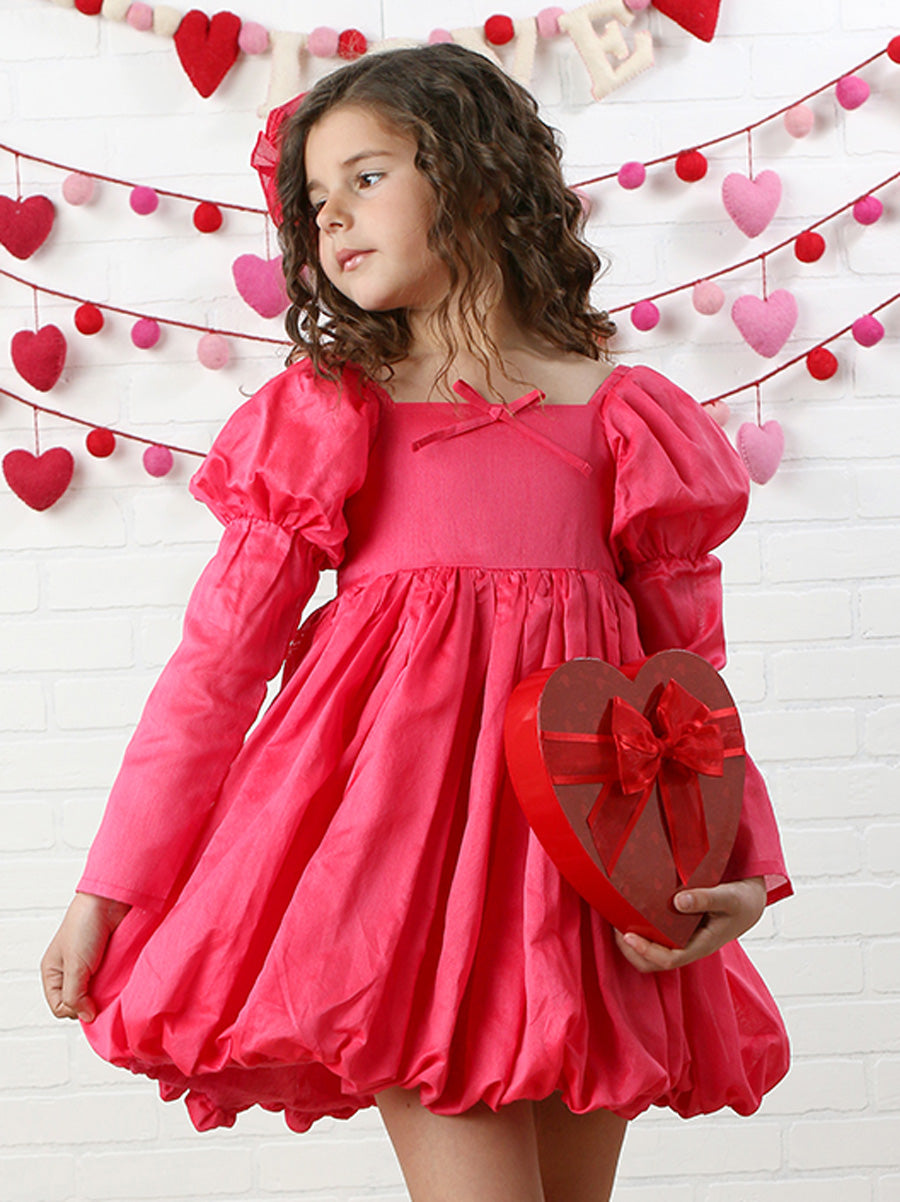 Simone Pink Taffeta Bubble Dress for Girls